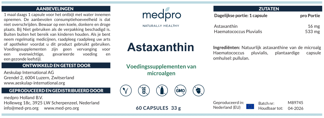 Astaxanthine label