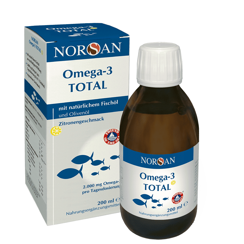 Norsan Omega-3 Total Oel Flasche und Verpackung